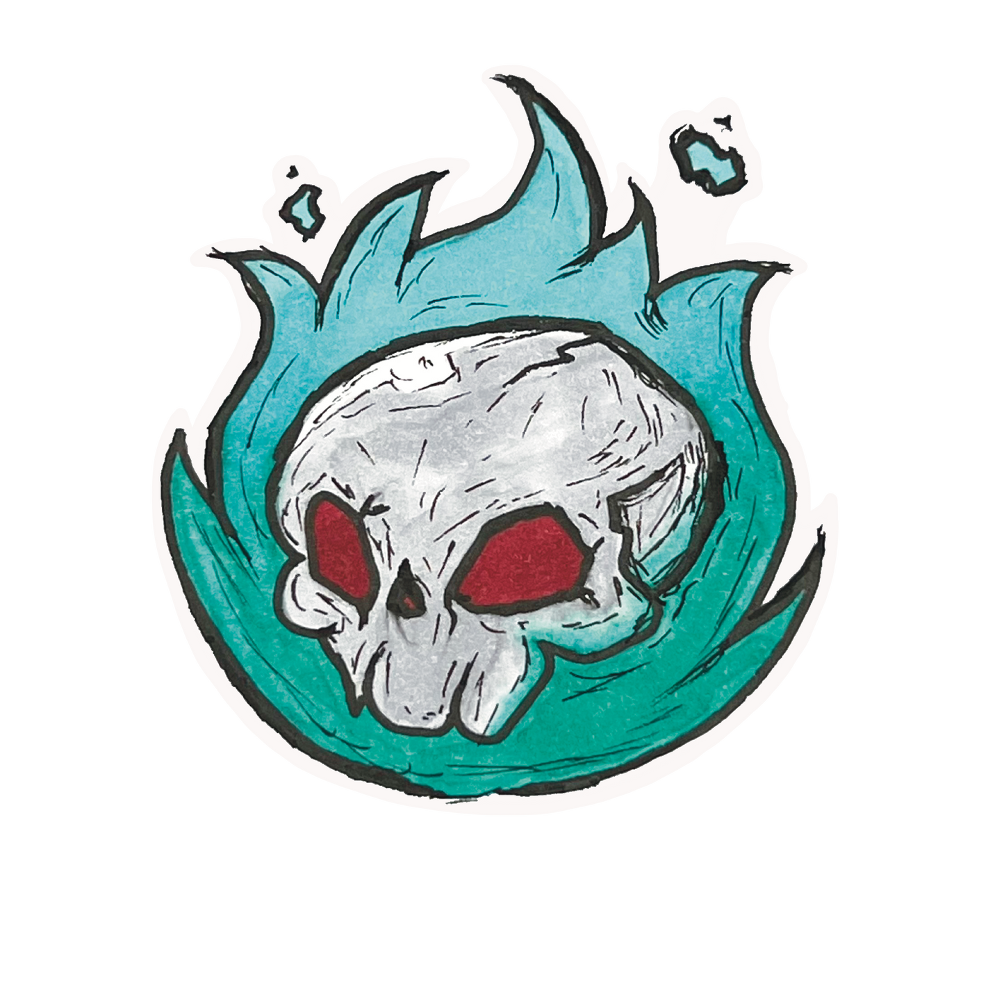 Flaming skull sticker