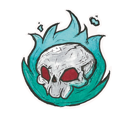 Flaming skull sticker